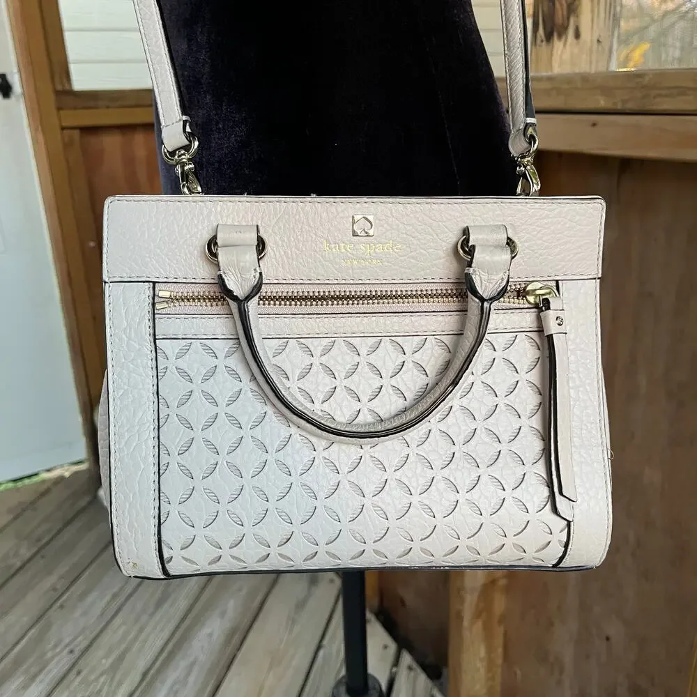 Kate Spade Perri Lane Mini Romy Satchel In Beige Leather